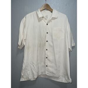 Tommy Bahama Shirt Men’s XXL Silk Hawaiian Double Take Cigar Embroidered